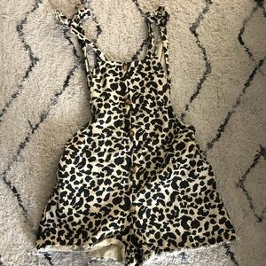 Cheetah tie up overalls